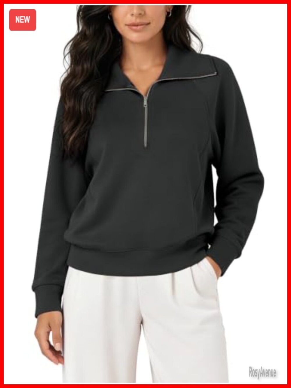 Modal Soft Half-Zip Sweatshirt Relaxed Fit Collared Pullover Top
